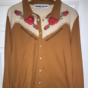 Rodeo QuincyWestern Shirt with Rose Embroidery
